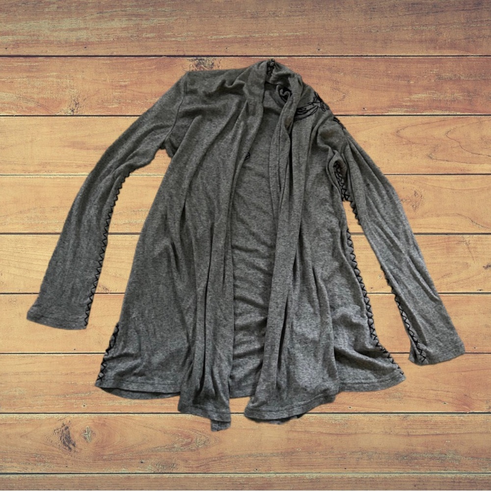 Unique Windsor Gray & Black Stitched Cardigan Size Medium - Picture 1 of 11